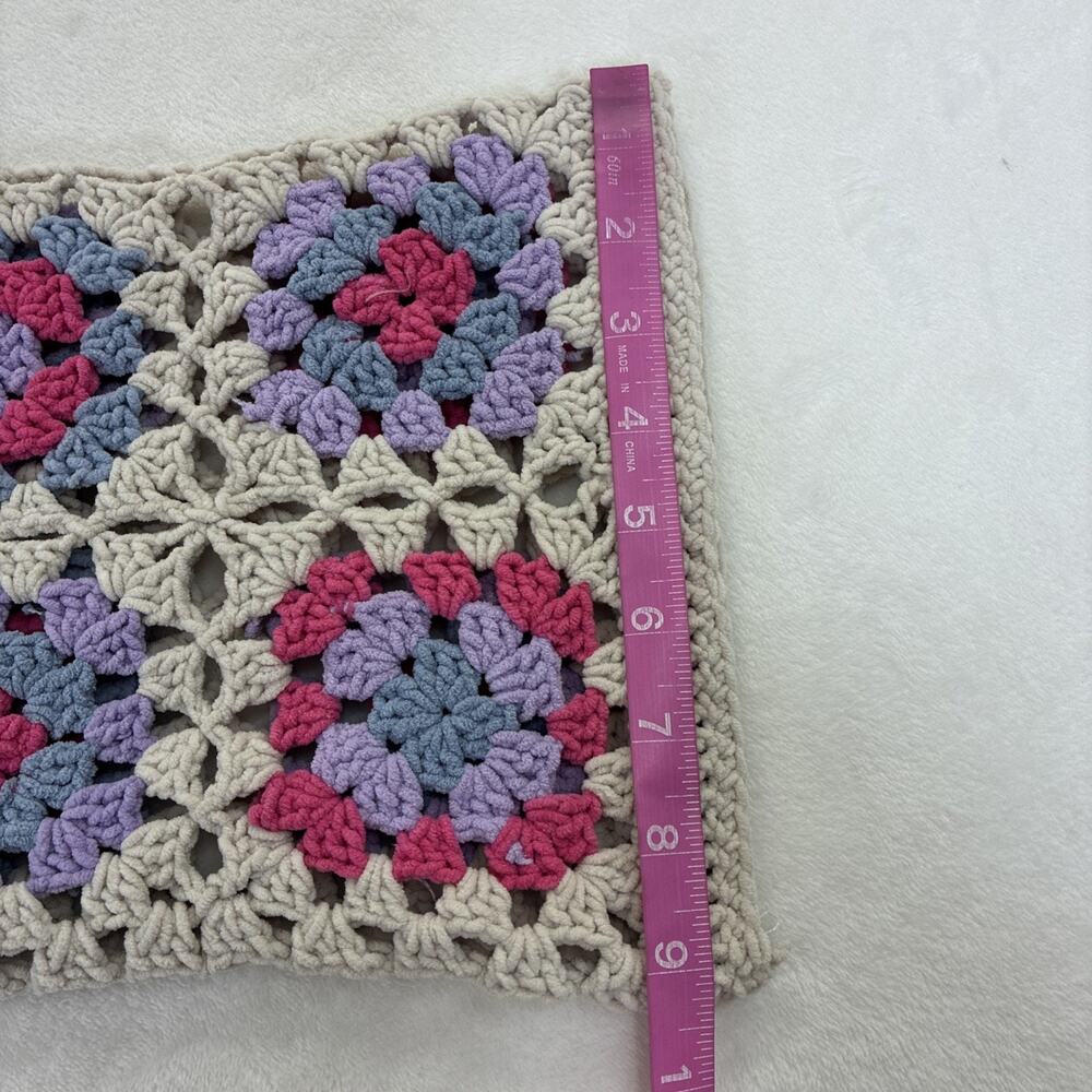 POL Granny Square Crochet Cardigan Sweater Tan, Prpl, Blue, Pink Boho Sz Small - Picture 10 of 11